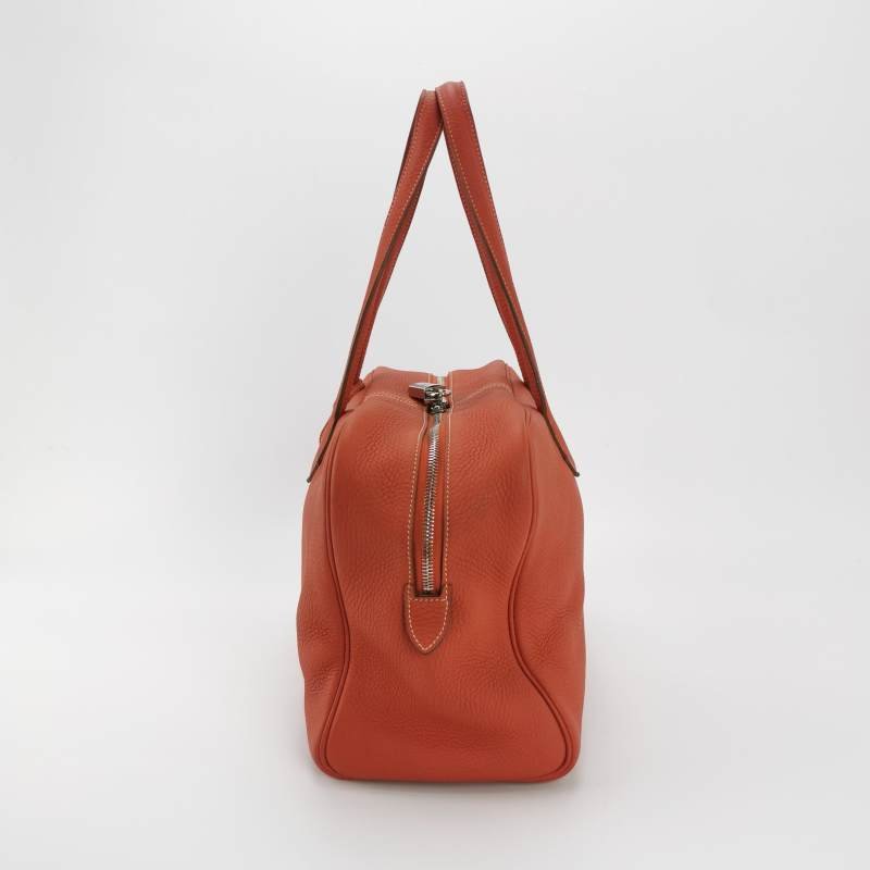 Hermes Victoria 35 對向拉鍊 單肩包Clemence(TC) 牛皮 銀扣 9M鮭魚色框 O刻-2