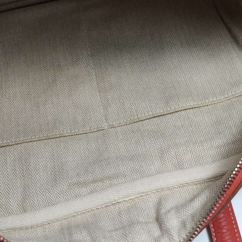 Hermes Victoria 35 對向拉鍊 單肩包Clemence(TC) 牛皮 銀扣 9M鮭魚色框 O刻-8