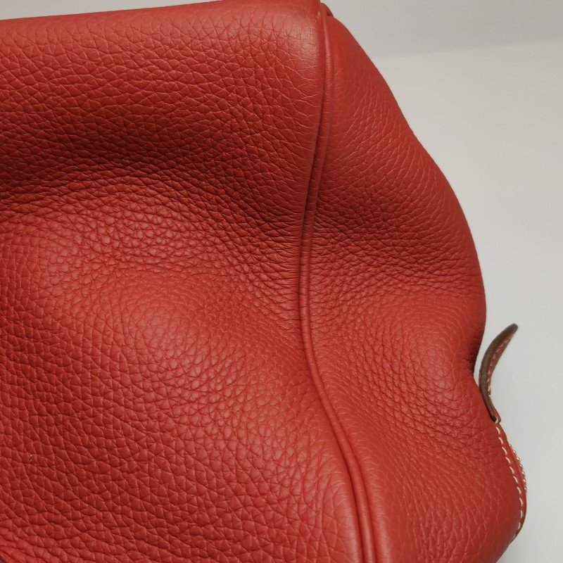 Hermes Victoria 35 對向拉鍊 單肩包Clemence(TC) 牛皮 銀扣 9M鮭魚色框 O刻-13