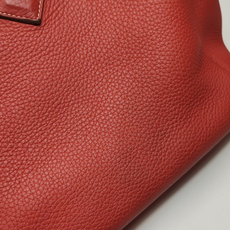 Hermes Victoria 35 對向拉鍊 單肩包Clemence(TC) 牛皮 銀扣 9M鮭魚色框 O刻-18