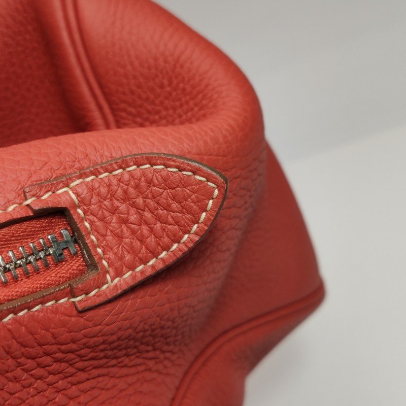 Hermes Victoria 35 對向拉鍊 單肩包Clemence(TC) 牛皮 銀扣 9M鮭魚色框 O刻-23