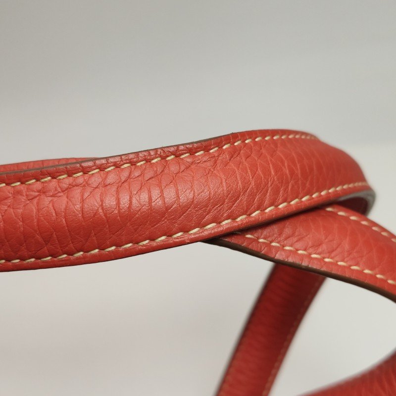 Hermes Victoria 35 對向拉鍊 單肩包Clemence(TC) 牛皮 銀扣 9M鮭魚色框 O刻-24