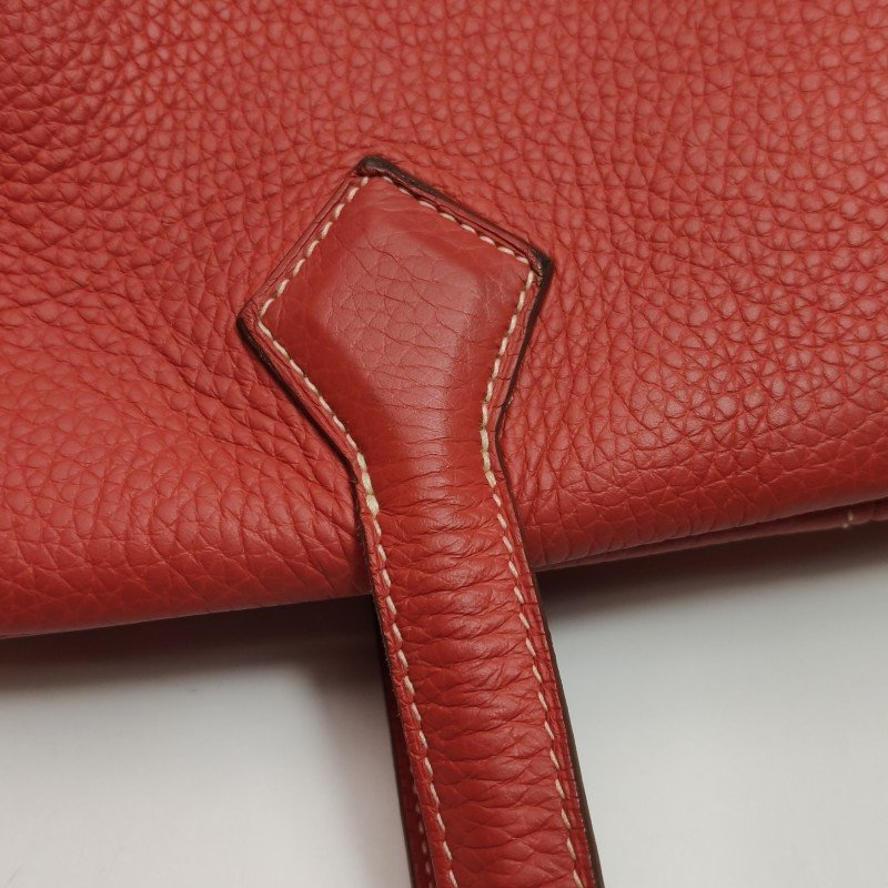 Hermes Victoria 35 對向拉鍊 單肩包Clemence(TC) 牛皮 銀扣 9M鮭魚色框 O刻-25