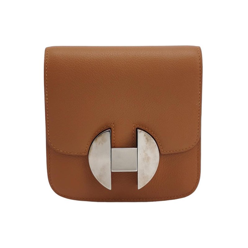 Hermes 2002系列 牛皮 純色 圓形 H鎖扣 皮夾-0