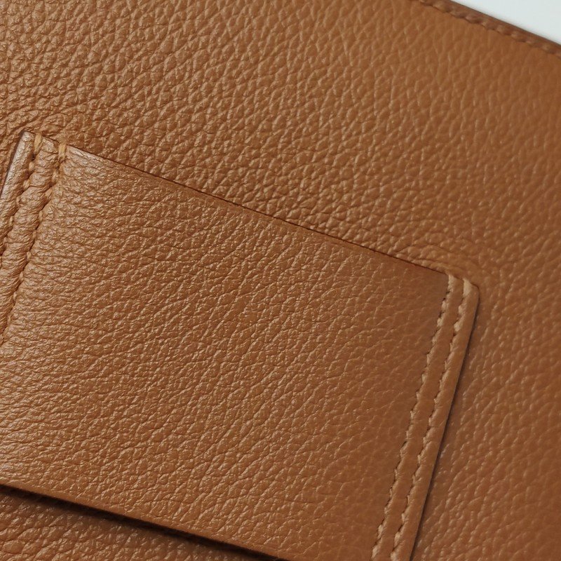 Hermes 2002系列 牛皮 純色 圓形 H鎖扣 皮夾-13