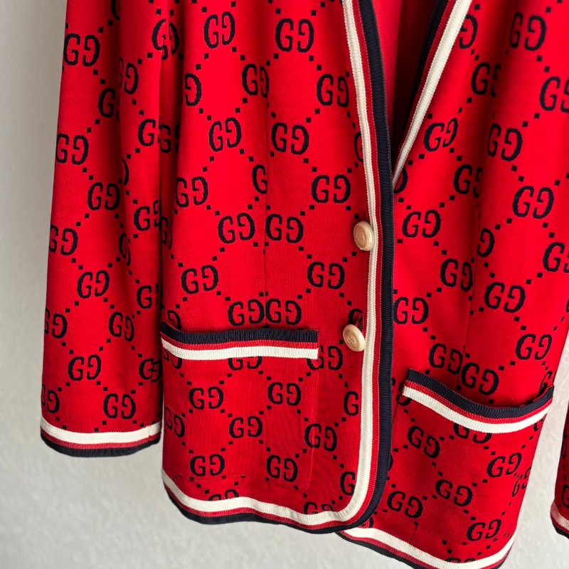 ::GUCCI:: 滿版雙G 紅色開襟上衣 外套 Red double G full-print-2