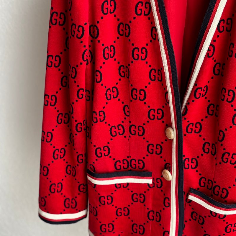 ::GUCCI:: 滿版雙G 紅色開襟上衣 外套 Red double G full-print-3