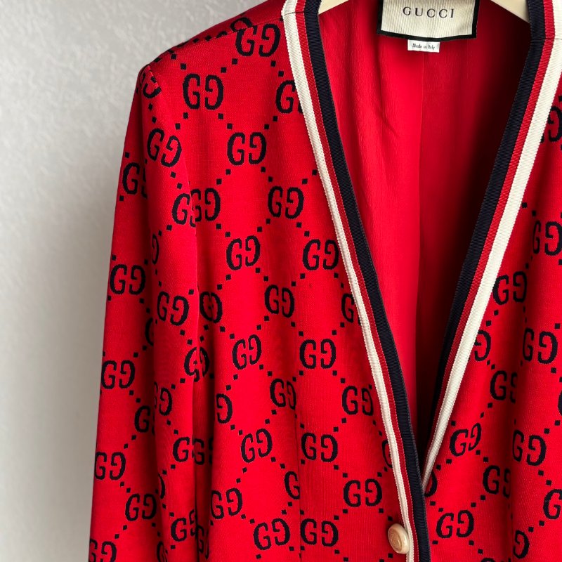 ::GUCCI:: 滿版雙G 紅色開襟上衣 外套 Red double G full-print-4