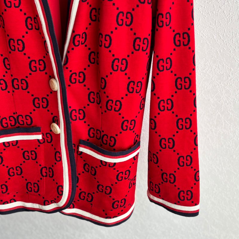 ::GUCCI:: 滿版雙G 紅色開襟上衣 外套 Red double G full-print-5