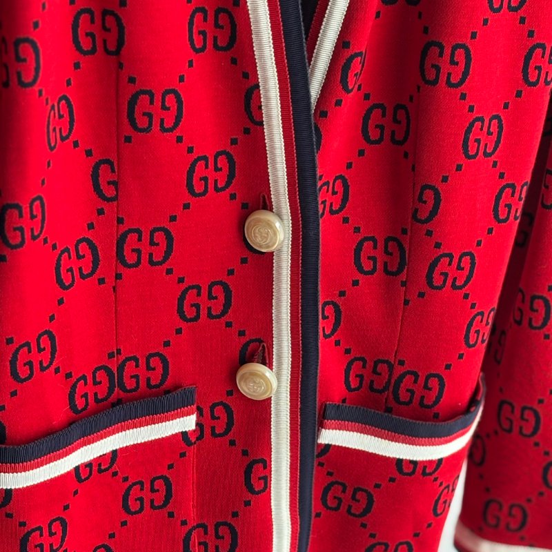 ::GUCCI:: 滿版雙G 紅色開襟上衣 外套 Red double G full-print-10