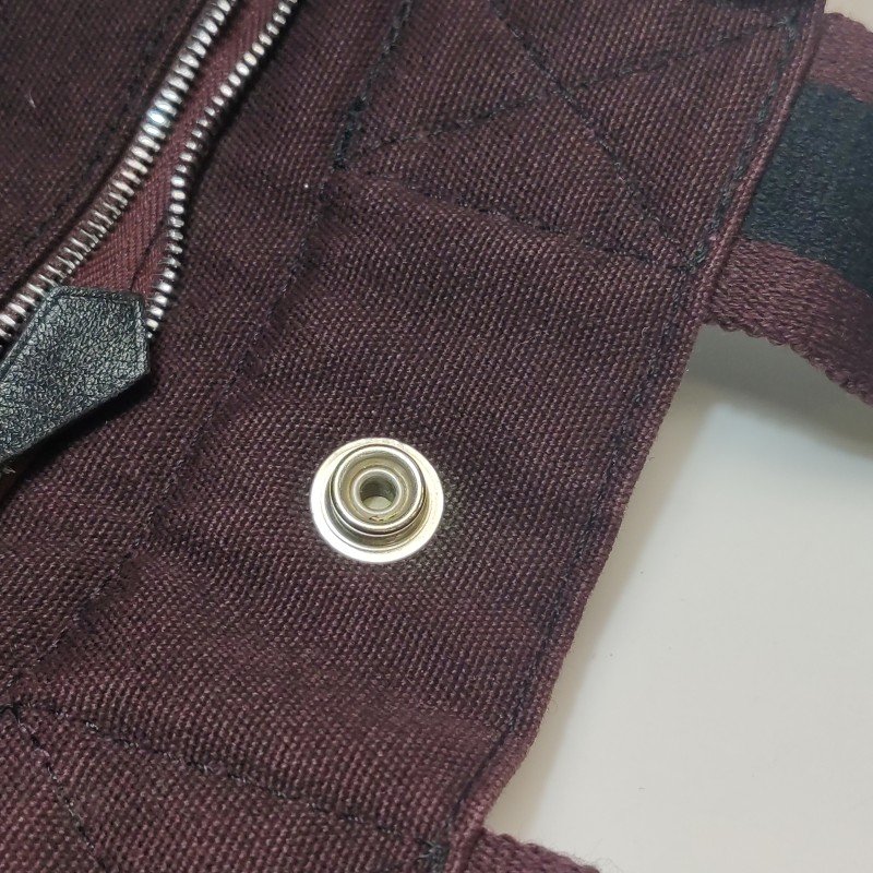 Hermes Fourre Tout 小號 條紋 按扣 手提包 帆布 銀扣 89黑色 紅棕色-9