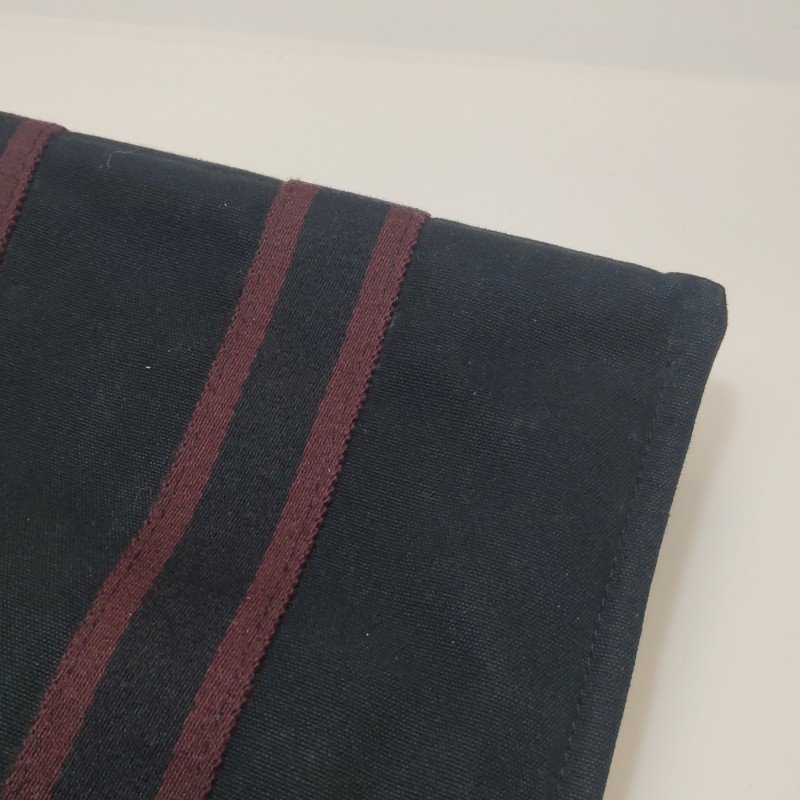 Hermes Fourre Tout 小號 條紋 按扣 手提包 帆布 銀扣 89黑色 紅棕色-15