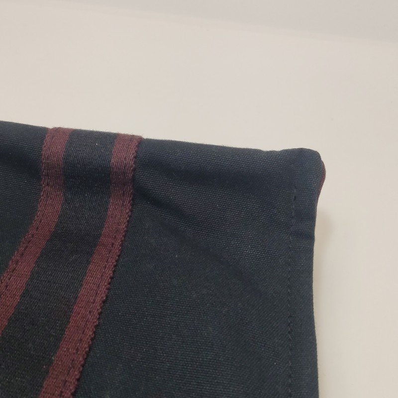 Hermes Fourre Tout 小號 條紋 按扣 手提包 帆布 銀扣 89黑色 紅棕色-18