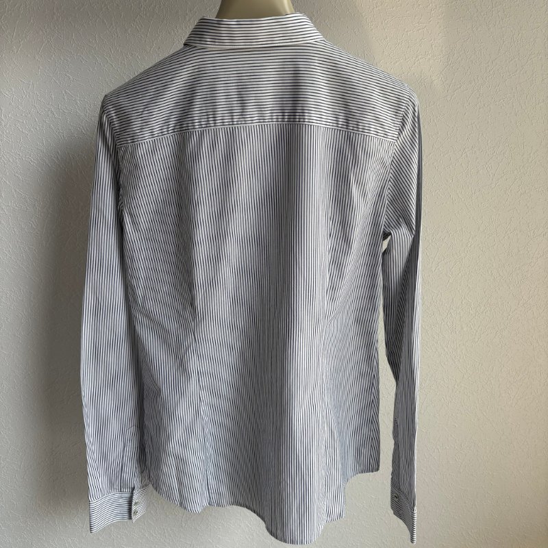 ::BURBERRY:: 經典戰馬刺繡 白色藍線條襯衫 38號-2