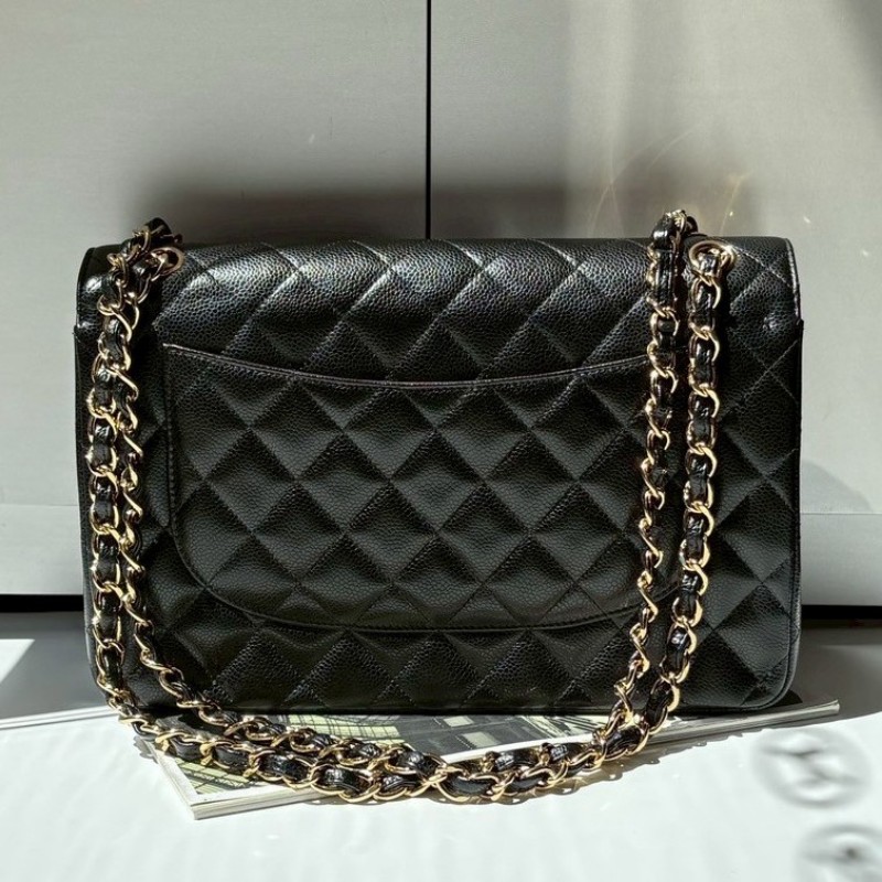 Chanel 淡金鍊黑荔枝皮CF 30 Jumbo 11.12-1
