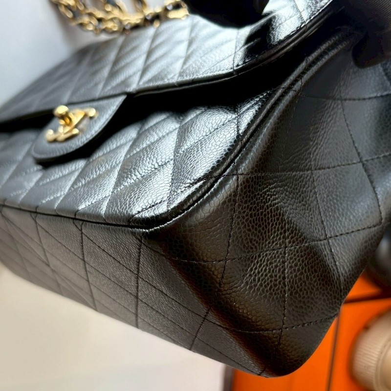 Chanel 淡金鍊黑荔枝皮CF 30 Jumbo 11.12-12