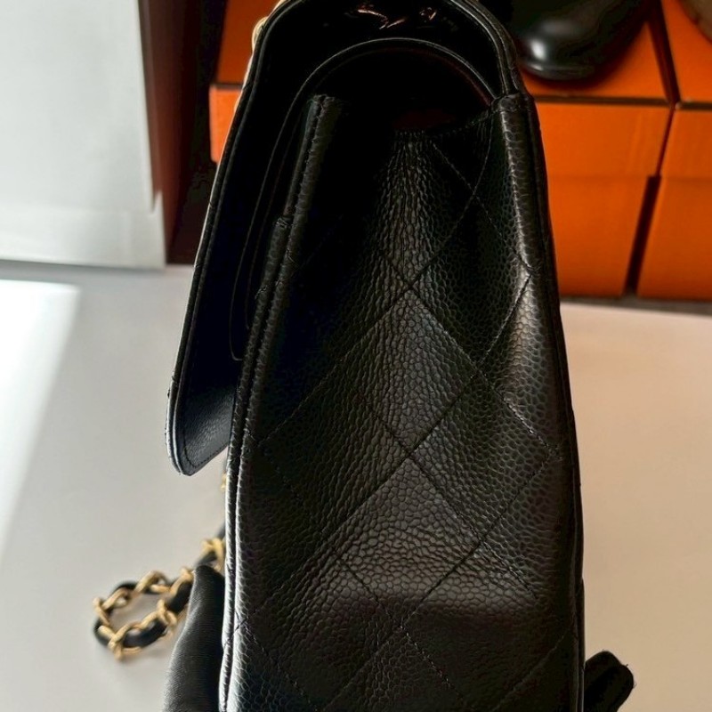Chanel 淡金鍊黑荔枝皮CF 30 Jumbo 11.12-13