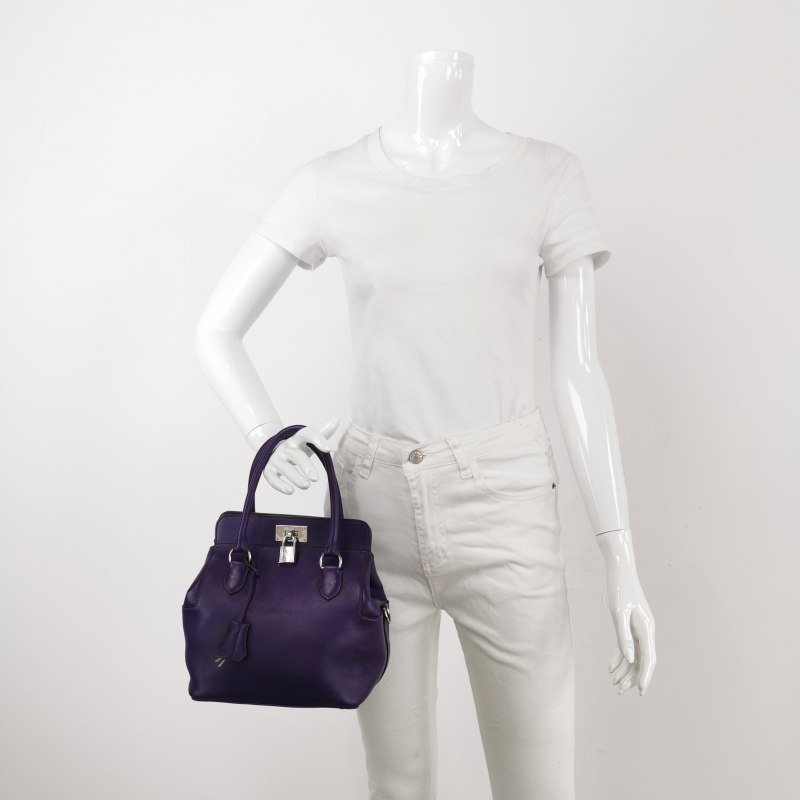 Hermes Toolbox 20 旋扣 牛奶盒 手提包 Evercolor 牛皮 銀扣 9K鳶尾紫框N刻-1