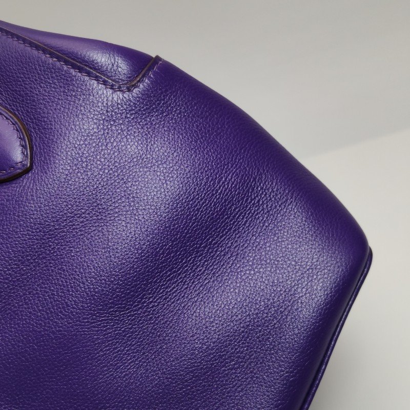 Hermes Toolbox 20 旋扣 牛奶盒 手提包 Evercolor 牛皮 銀扣 9K鳶尾紫框N刻-14