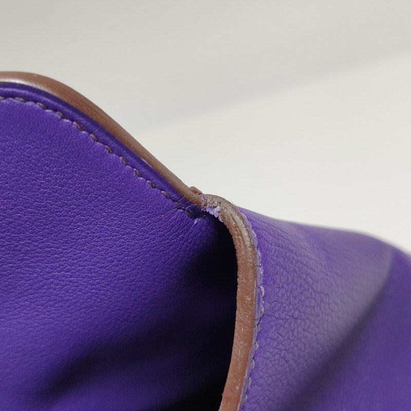 Hermes Toolbox 20 旋扣 牛奶盒 手提包 Evercolor 牛皮 銀扣 9K鳶尾紫框N刻-21