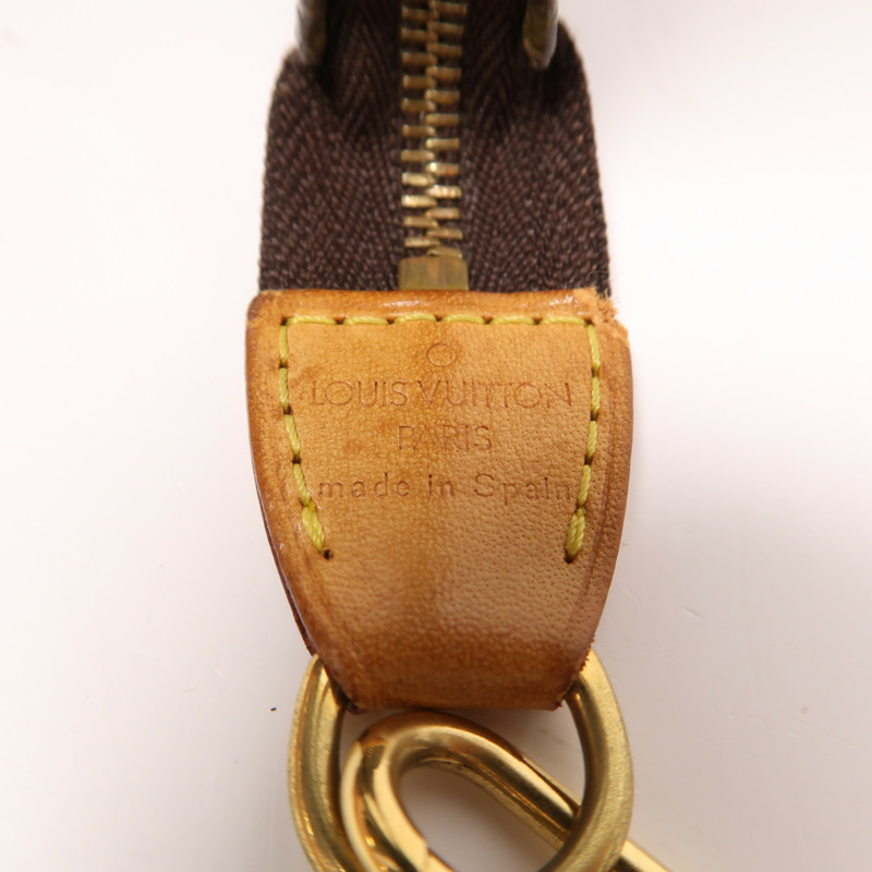 LOUIS VUITTON Monogram Pochette Accessoires金扣手挽袋棕色-5