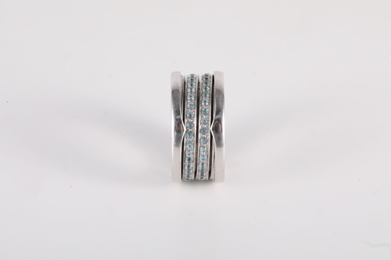BVLGARI(寶格麗) 18K白金 白金 B.ZERO1 彈簧戒指 四圈 托帕石 18K-1