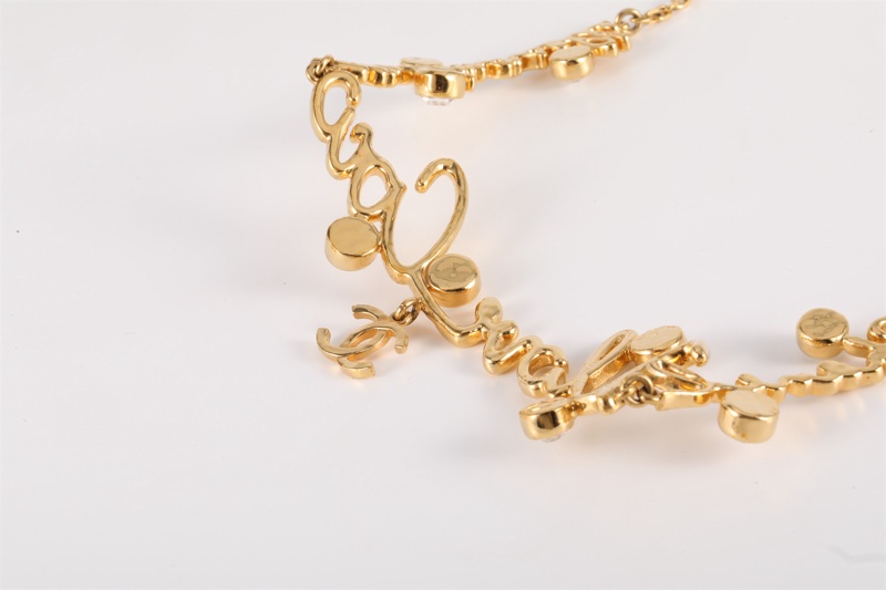 CHANEL(香奈兒) 合金 24S 金屬字母水鑽CHOKER 高價款 love字母-2