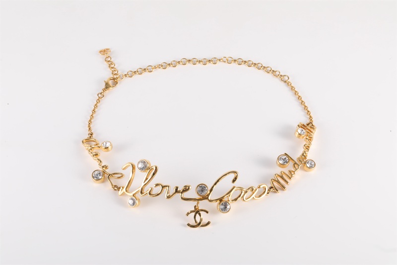 CHANEL(香奈兒) 合金 24S 金屬字母水鑽CHOKER 高價款 love字母-5