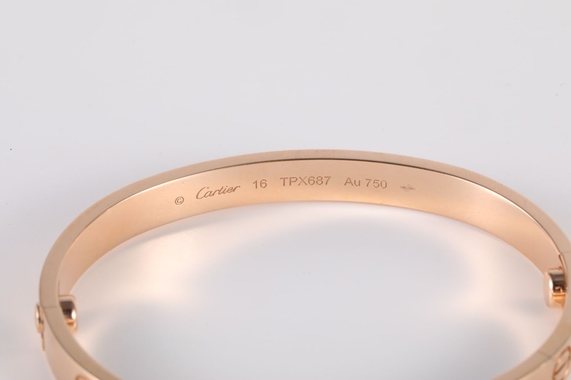 CARTIER(卡地亞) LOVE 18K金 寬版手鐲 18K玫瑰金 16號 玫瑰金-3