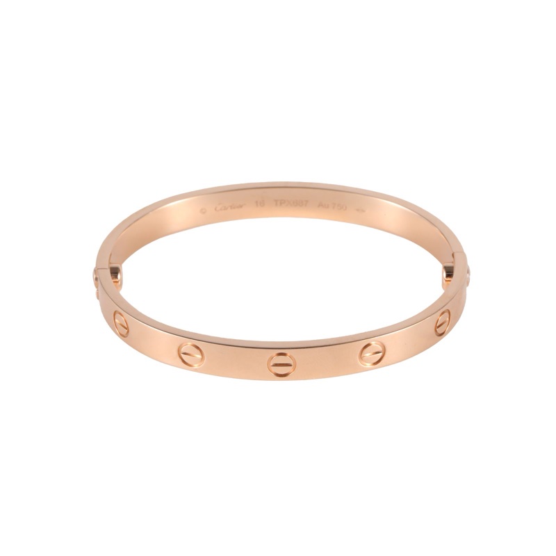 CARTIER(卡地亞) LOVE 18K金 寬版手鐲 18K玫瑰金 16號 玫瑰金-4