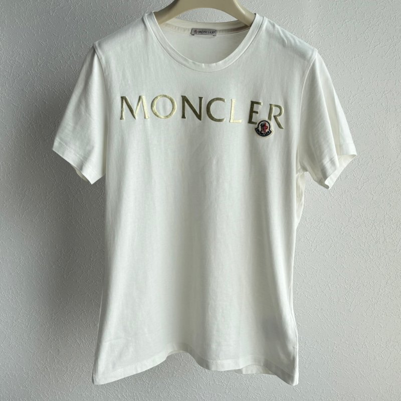 ::MONCLER:: 白色棉質T恤 品牌標誌字母LOGO-0