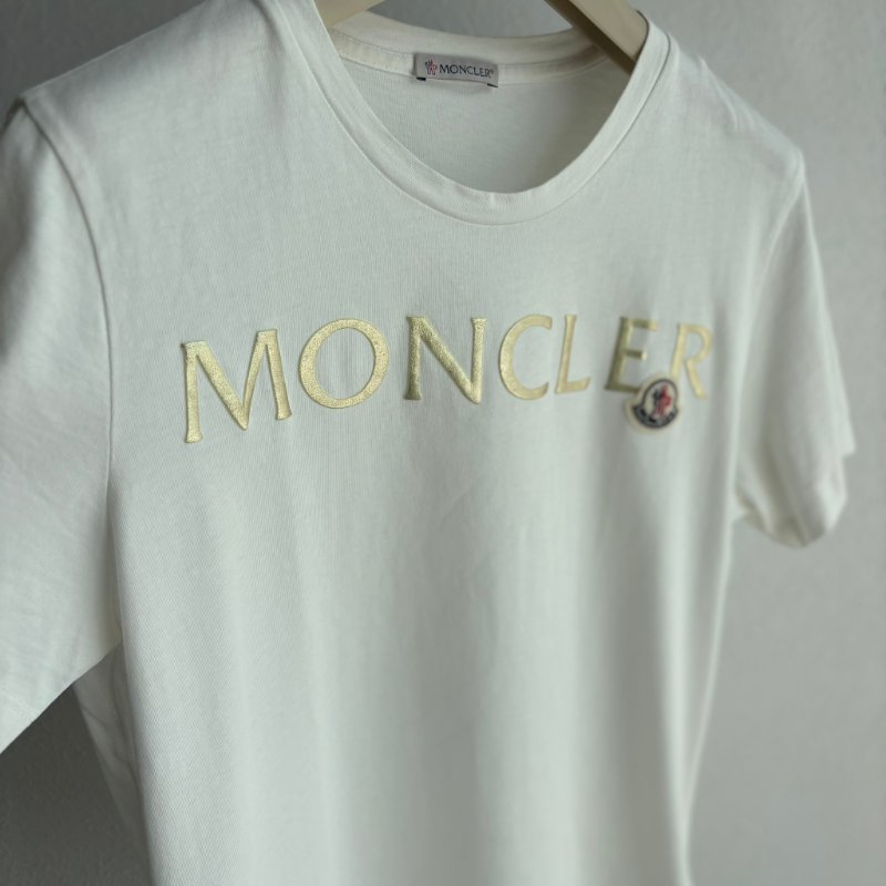 ::MONCLER:: 白色棉質T恤 品牌標誌字母LOGO-1