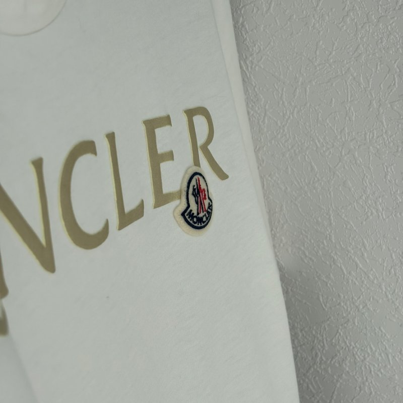 ::MONCLER:: 白色棉質T恤 品牌標誌字母LOGO-7
