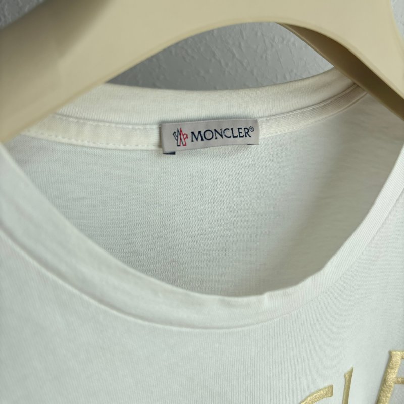 ::MONCLER:: 白色棉質T恤 品牌標誌字母LOGO-8