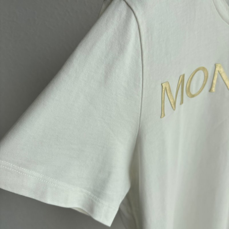 ::MONCLER:: 白色棉質T恤 品牌標誌字母LOGO-10