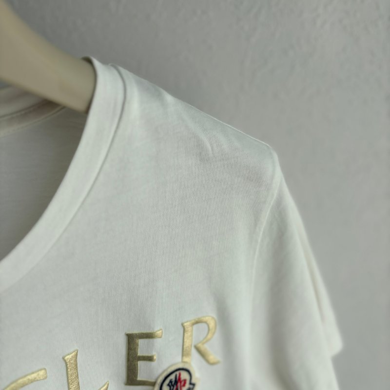 ::MONCLER:: 白色棉質T恤 品牌標誌字母LOGO-11