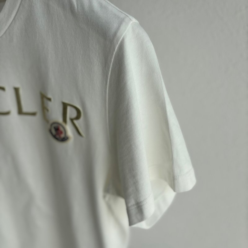::MONCLER:: 白色棉質T恤 品牌標誌字母LOGO-21