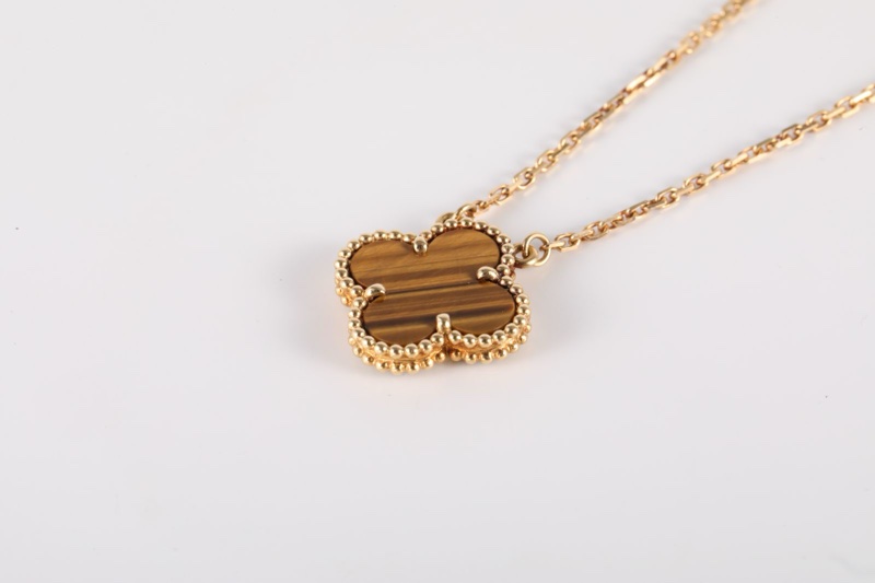 VAN CLEEF&ARPELS(梵克雅寶) Vintage Alhambra 中號單花項鏈 新扣 18K黃金/虎眼石 項鏈 黃金-1
