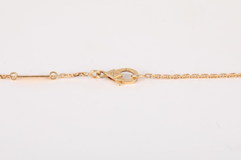 VAN CLEEF&ARPELS(梵克雅寶) Vintage Alhambra 中號單花項鏈 新扣 18K黃金/虎眼石 項鏈 黃金-4