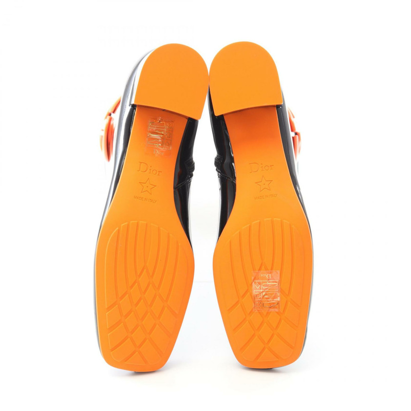 Christian Dior CD 漆皮黑色紅色二手女靴 #35 D-3