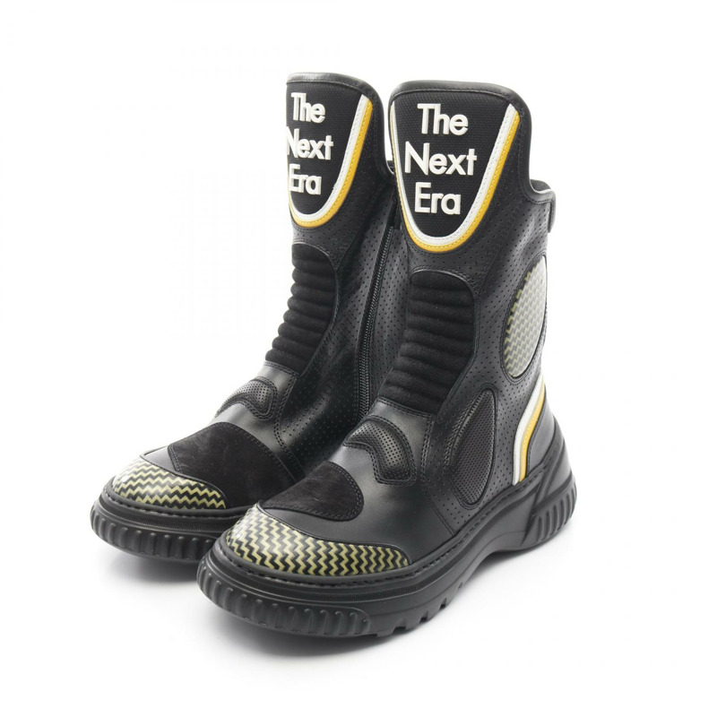 Christian Dior 靴子皮革面料黑色黃色二手女士 #36 1/2 D-0