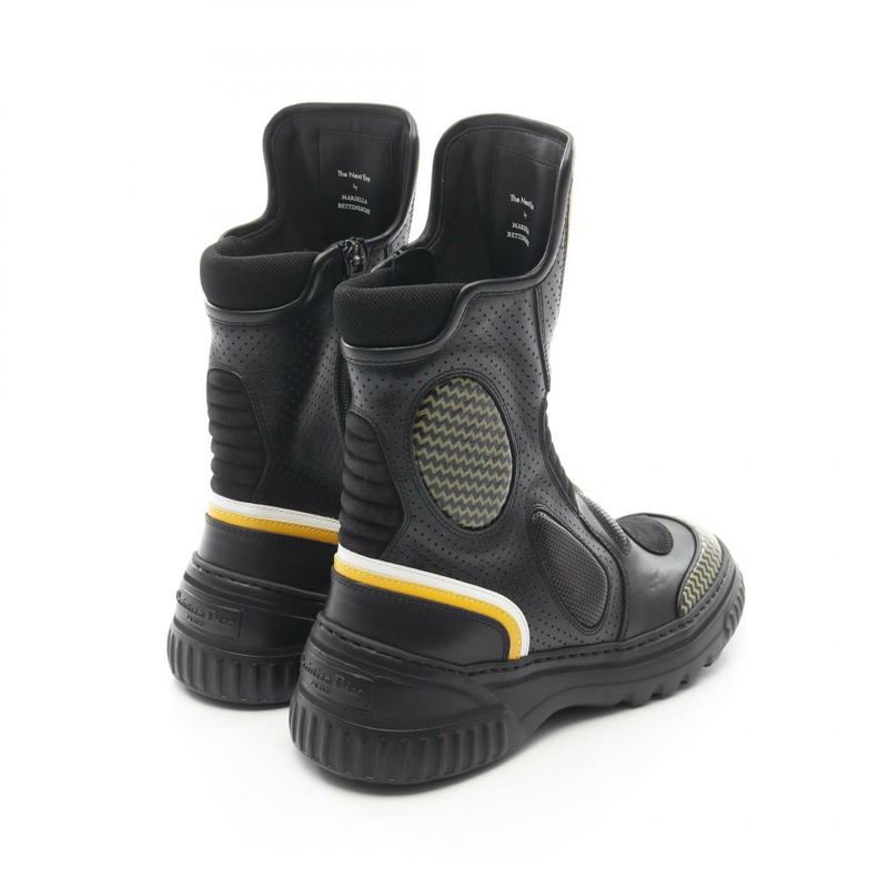 Christian Dior 靴子皮革面料黑色黃色二手女士 #36 1/2 D-1