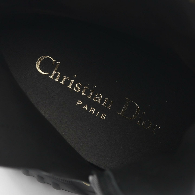Christian Dior 靴子皮革面料黑色黃色二手女士 #36 1/2 D-4
