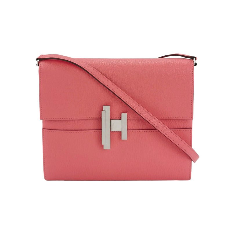 Hermes Cinhetic 18 不對稱 H型 封口 斜背包 ChevreMysore 羊皮 銀扣 8W新唇膏粉 D刻-0