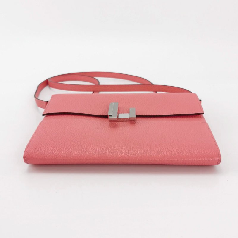Hermes Cinhetic 18 不對稱 H型 封口 斜背包 ChevreMysore 羊皮 銀扣 8W新唇膏粉 D刻-4