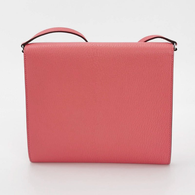 Hermes Cinhetic 18 不對稱 H型 封口 斜背包 ChevreMysore 羊皮 銀扣 8W新唇膏粉 D刻-5