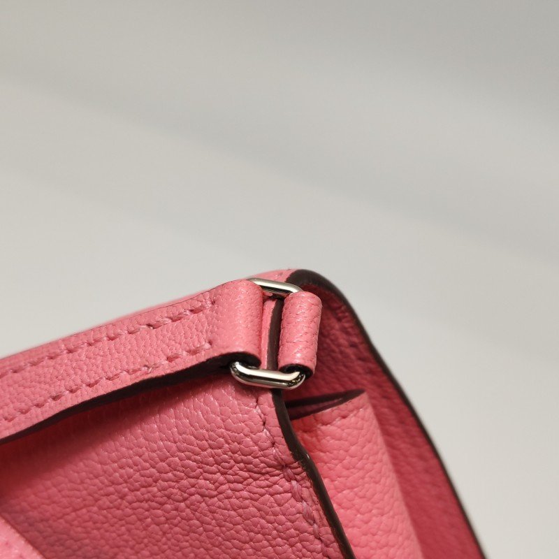Hermes Cinhetic 18 不對稱 H型 封口 斜背包 ChevreMysore 羊皮 銀扣 8W新唇膏粉 D刻-10