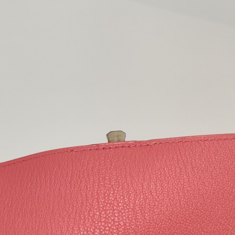 Hermes Cinhetic 18 不對稱 H型 封口 斜背包 ChevreMysore 羊皮 銀扣 8W新唇膏粉 D刻-11