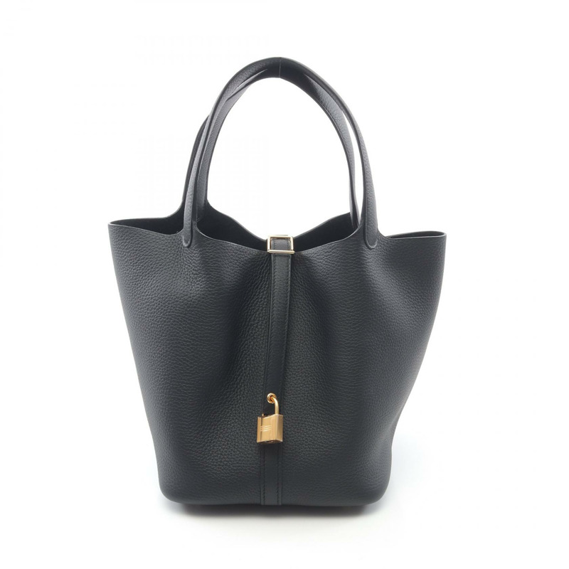 愛馬仕 Picotin Lock MM 手提包,Clemence 皮革,黑色,二手,女士款,K GHW-0