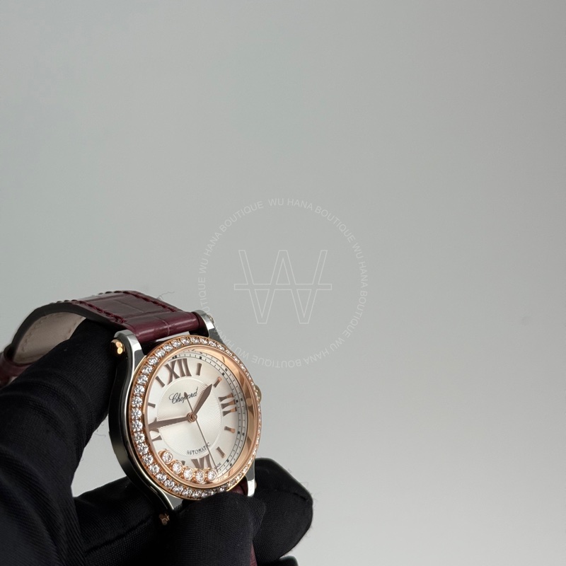 🖤蕭邦錶Chopard Happy Sport自動上鏈腕表 /蕭邦Happy Sport腕錶/蕭邦機械錶/蕭邦手錶（酒紅鱷魚錶帶/2786086003）🖤無花果精品-0